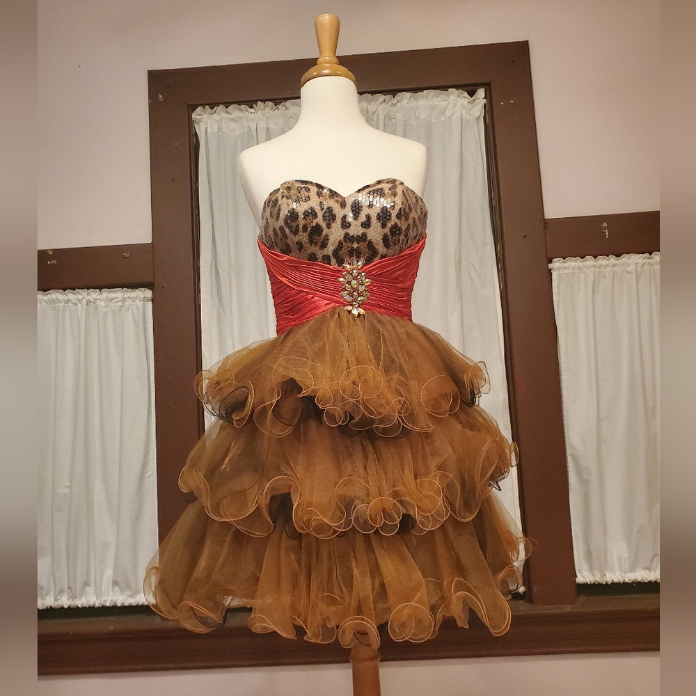 Leopard Sequin Layered Skirt Shortie